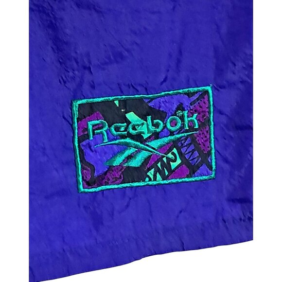 Vintage 90s Reebok Jazzy Nylon L Swim Shorts Elastic Waist Lightweight - Picture 2 of 12